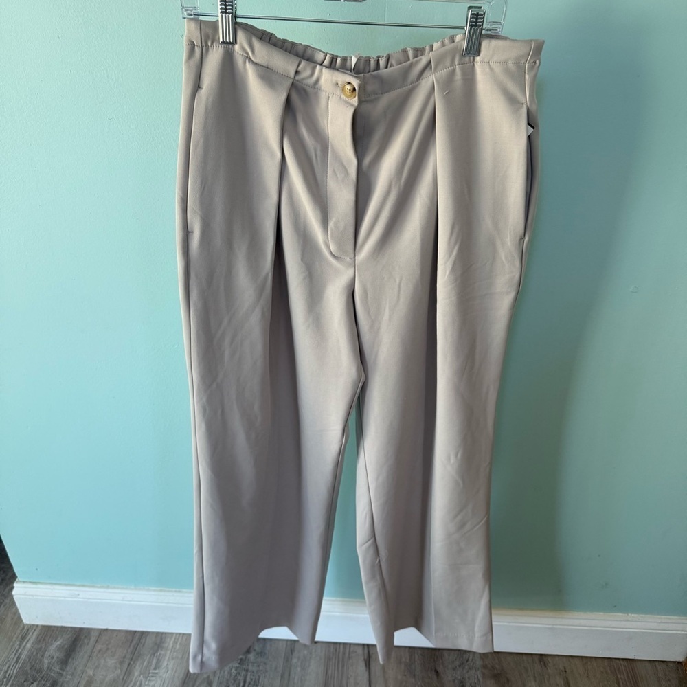 Free People Light Gray Pants with Metallic Accent